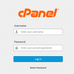 cPanel login page where you enter the username and the password